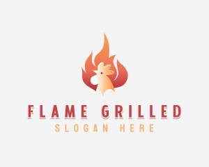 Flaming Chicken Roasting logo design