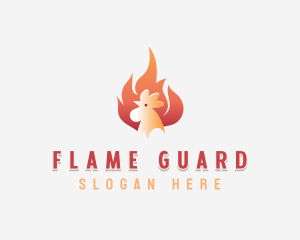 Flaming Chicken Roasting logo design