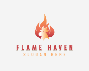 Flaming Chicken Roasting logo design