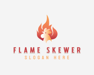 Flaming Chicken Roasting logo design