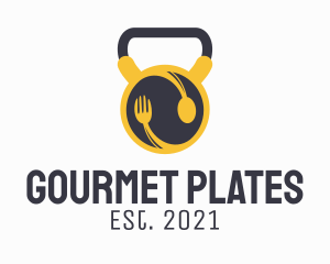 Food Plate Kettlebell  logo design