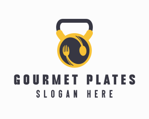 Food Plate Kettlebell  logo design