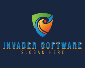 Software Cybersecurity Shield logo design