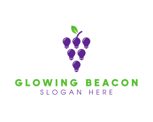 Grapes Light Bulb logo design