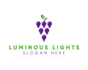 Grapes Light Bulb logo design