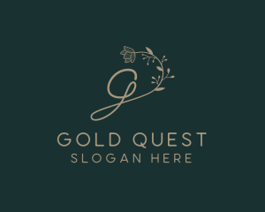 Gold Floral Letter G logo design