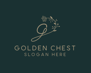 Gold Floral Letter G logo design