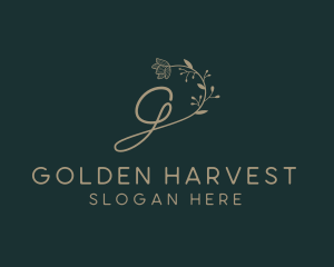 Gold Floral Letter G logo design