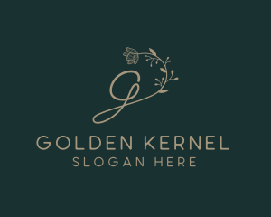 Gold Floral Letter G logo design