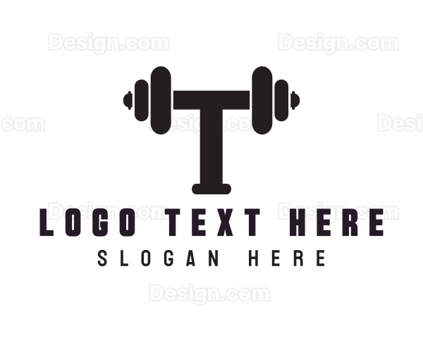 Dumbbell Weights Letter T Logo