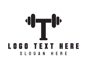 Letter - Dumbbell Weights Letter T logo design