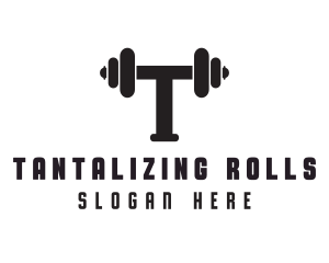 Dumbbell Weights Letter T logo design