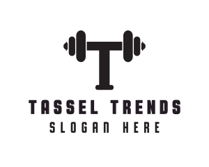 Dumbbell Weights Letter T logo design