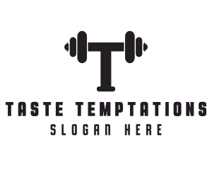 Dumbbell Weights Letter T logo design