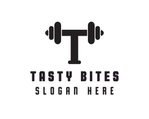 Dumbbell Weights Letter T logo design