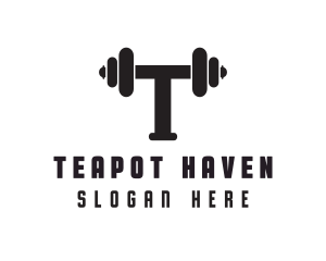 Dumbbell Weights Letter T logo design