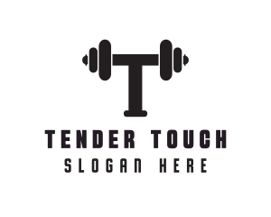 Dumbbell Weights Letter T logo design