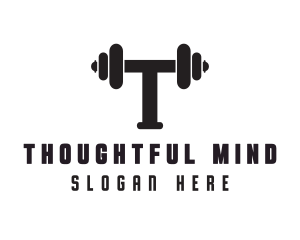 Dumbbell Weights Letter T logo design