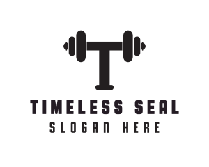 Dumbbell Weights Letter T logo design