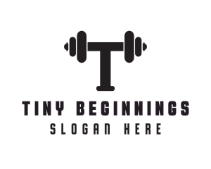 Dumbbell Weights Letter T logo design