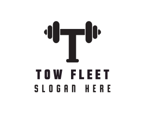 Dumbbell Weights Letter T logo design