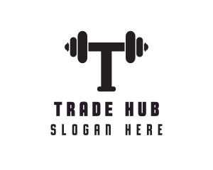 Dumbbell Weights Letter T logo design