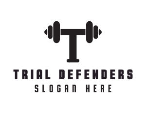 Dumbbell Weights Letter T logo design