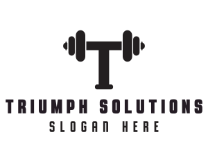 Dumbbell Weights Letter T logo design