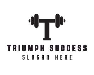 Dumbbell Weights Letter T logo design