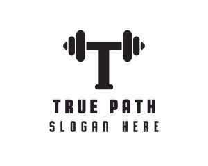 Dumbbell Weights Letter T logo design