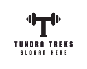 Dumbbell Weights Letter T logo design