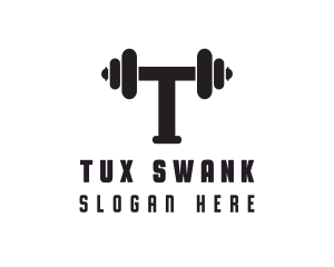 Dumbbell Weights Letter T logo design