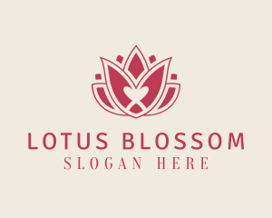 Red Lotus Flower logo design