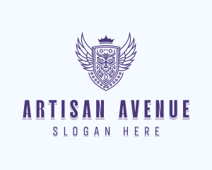 Artisanal Owl Crest logo design