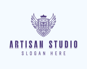 Artisanal Owl Crest logo design