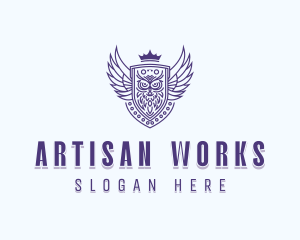 Artisanal Owl Crest logo design