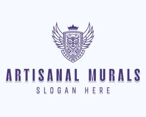 Artisanal Owl Crest logo design