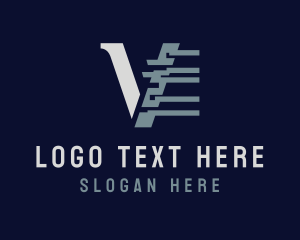Glitch Cyber Technology Letter V logo