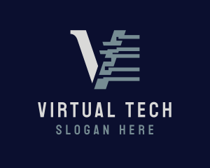 Glitch Cyber Technology Letter V logo