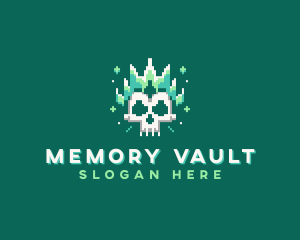 Pixelated Skull Fire logo