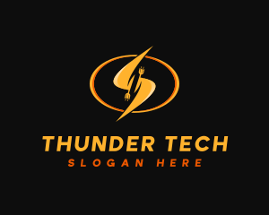 Electric Tech Lightning logo design