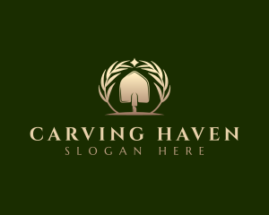 Garden Shovel Wreath logo design