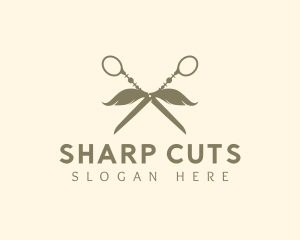 Barber Mustache Scissors logo design