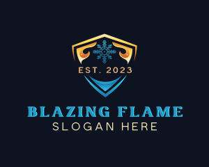 Snowflake Flame HVAC logo design