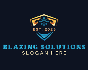 Snowflake Flame HVAC logo design