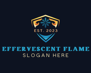 Snowflake Flame HVAC logo design