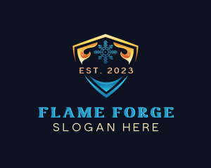 Snowflake Flame HVAC logo design