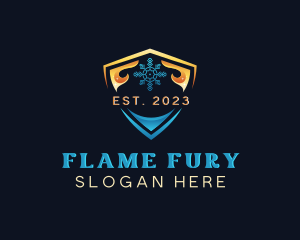 Snowflake Flame HVAC logo design