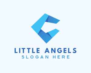 Blue Origami Letter C Logo