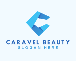 Blue Origami Letter C logo design